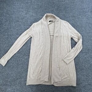 MNG Mango Basics Beige Open Front Cardigan Sweater Women's USA M Soft Stretch